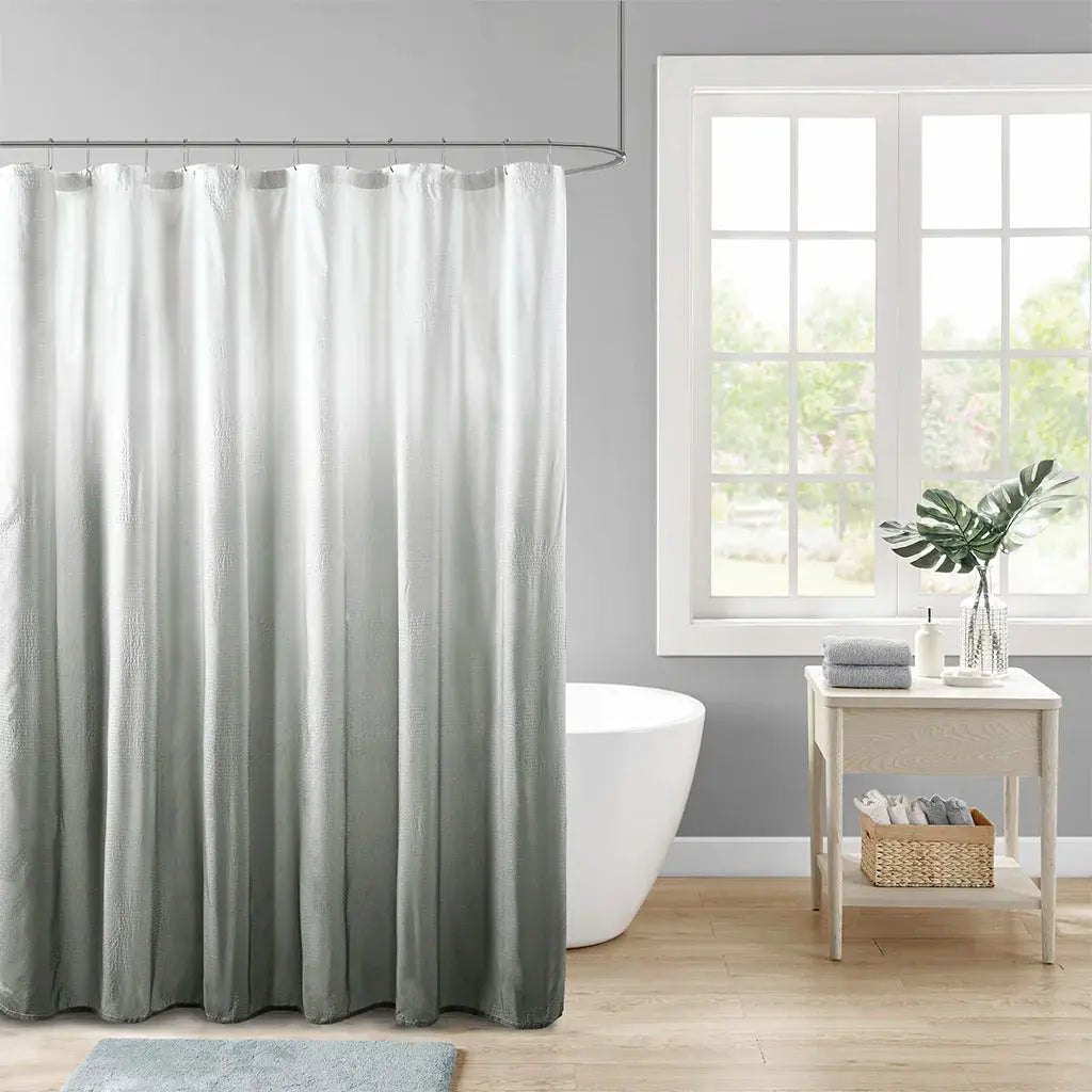 72"X72" Elegant Ombre Seersucker Shower Curtain Machine Washable for Home Hotel Bathroom Decoration