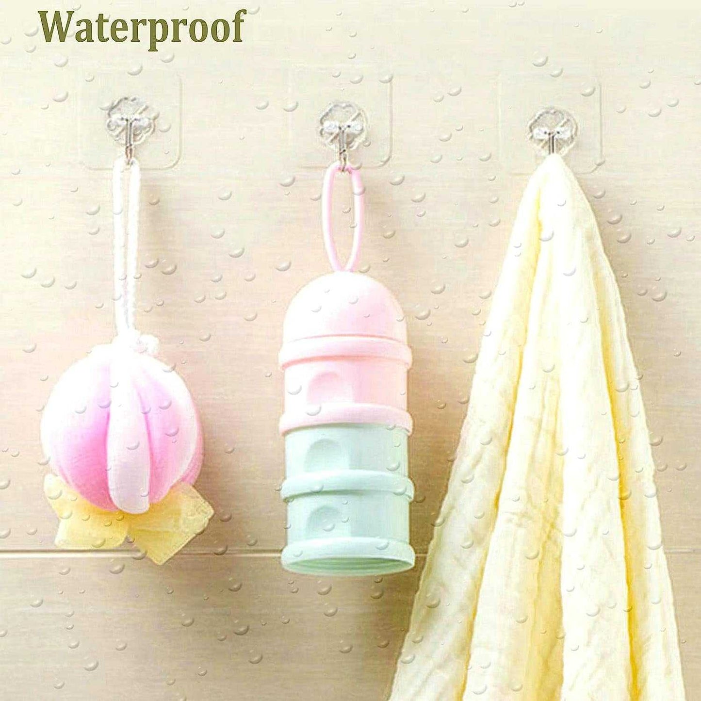 24 Pack Heavy Duty Self Adhesive Hooks - 33Lb Max, Transparent, Waterproof, Sticky Wall Hooks for Keys, Bathroom, Shower, Outdoor, Kitchen, Door, Home Improvement, Utility