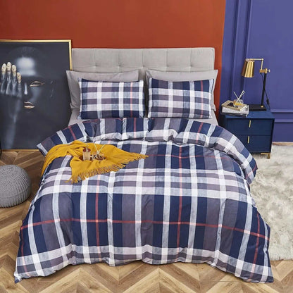 Navy Blue Plaid Queen Duvet Cover Set 3Pcs Tartan Bedding Sets Geometric Bedding Duvet Cover Sets Checker Buffalo Bedding with 2 X Pillow Cases