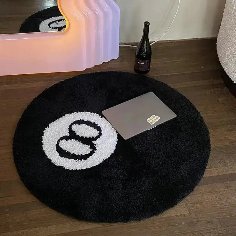 Halloween 8 Ball Rug Indoor Home Decoration Spooky Halloween Gifts 8 Ball Accent round Tufting Soft Rug Horror Movie Mat