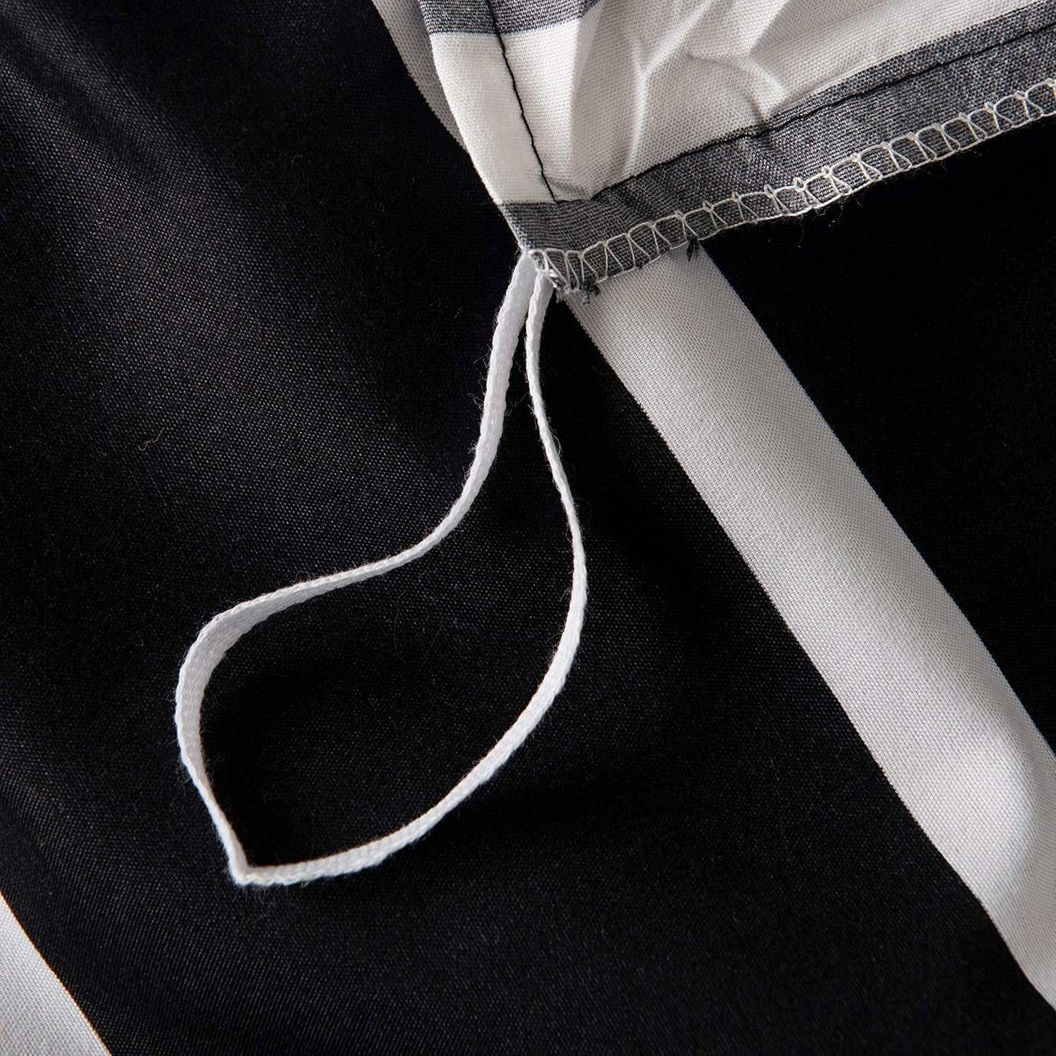 Black and White Striped Comforter Set Twin Microfiber Duvet Cover Set 68"X 90"With 1 Duvet Cover and 1 Pillow Sham Soft Lightweight 2 Pieces Bedding Set