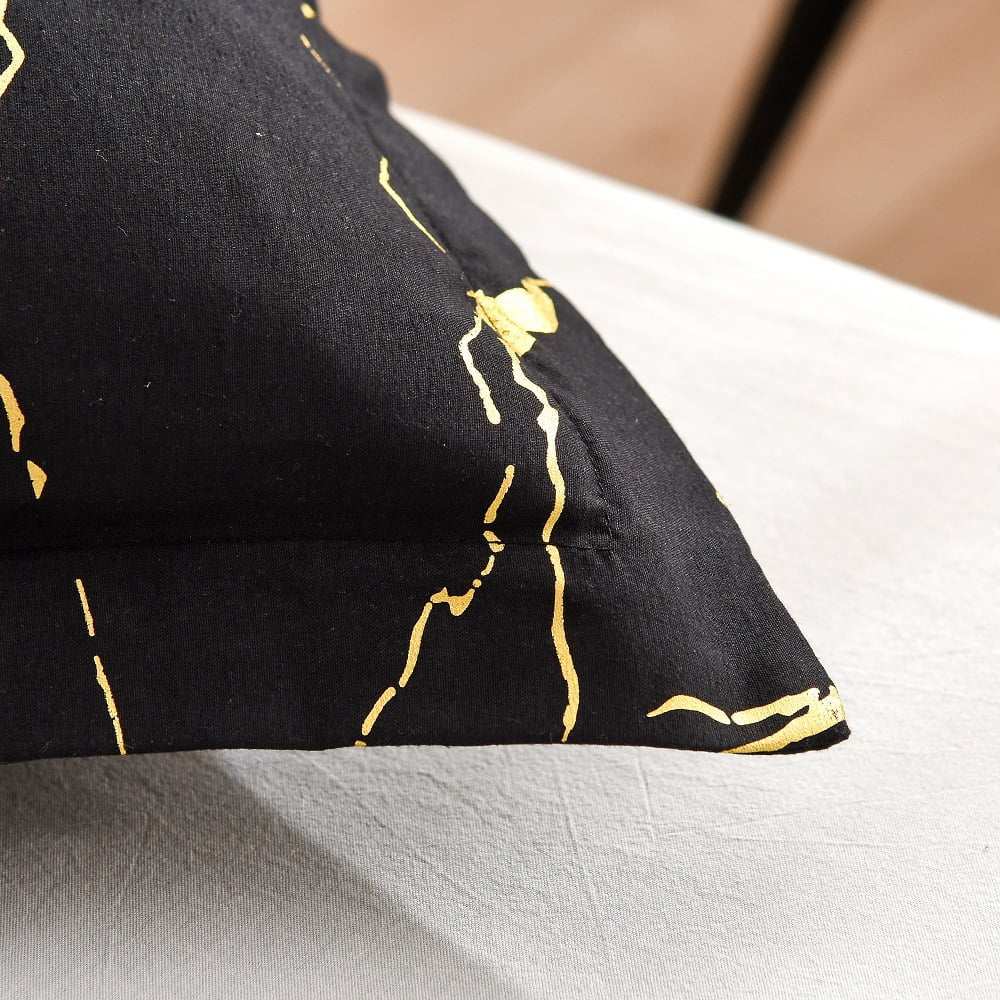 Satin Bedding Set Black Satin Duvet Cover Set 3 Pcs Black Gold Metallic Marble Pattern Luxurious Bedding Set King Size