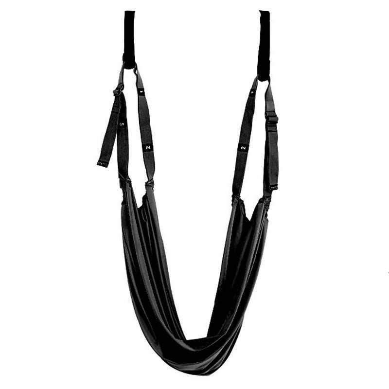 Black Fitness Hip Stretch yoga belt hammock with adjustable straps for hip and waist stretching exercises