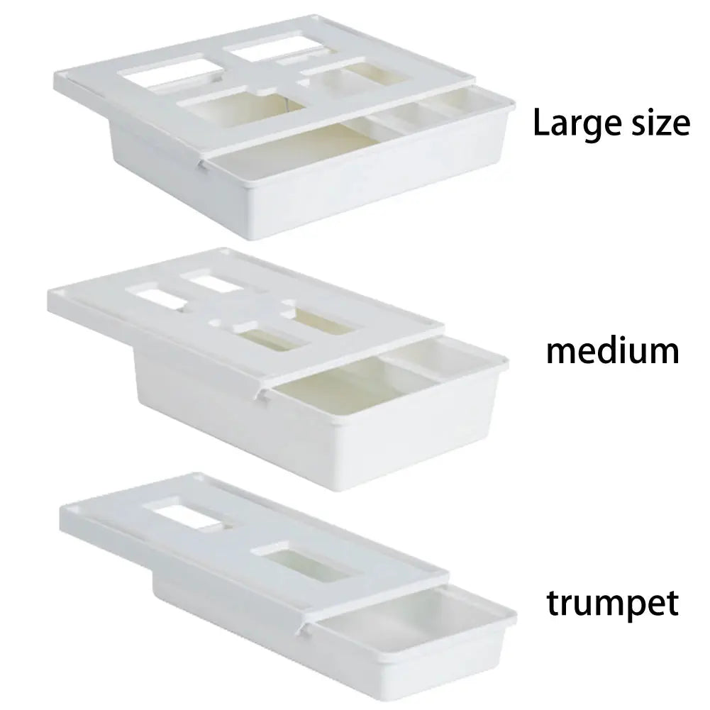 Under Desk Drawer under Table Storage Holder Self Adhesive Slide Out Drawer Tray Large Capacity for Cosmetics Sundries