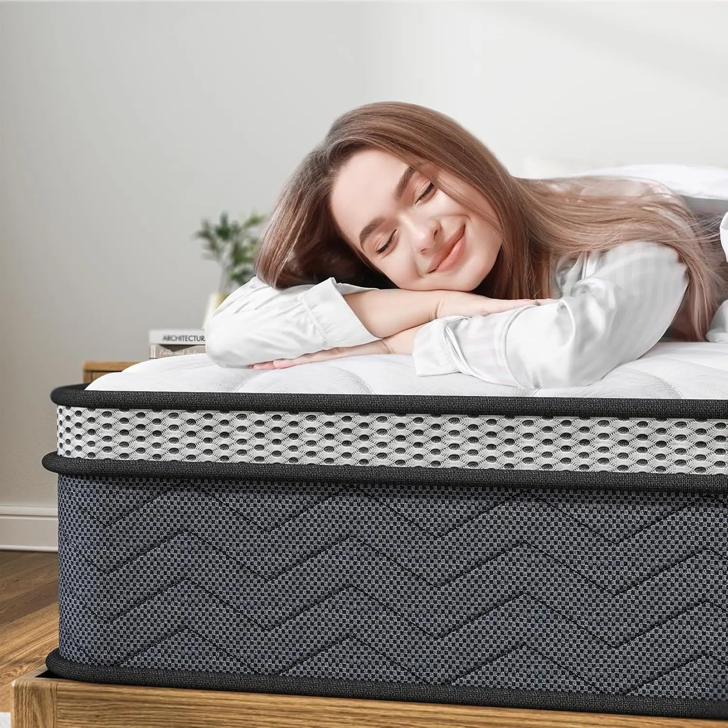 Twin Hybrid Innerspring Mattress, Plush Mattress Foam Spring Mattress, Single Bed Mattress in Box with Stress Relief, Double Mattress with Medium Firmness