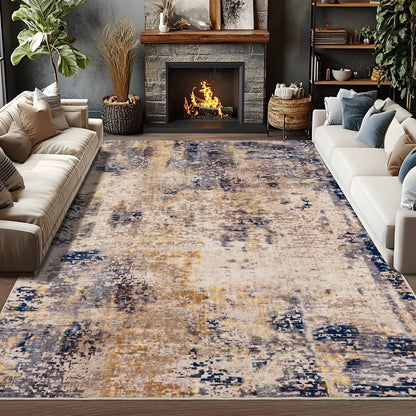 Living Room Area Rugs Soft Large Modern Abstract Area Rug, Boho Vintage Machine Washable Non Slip Carpet , Low Pile Rugs