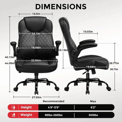 Office Computer Gaming Chair Ergonomic Desk Chair for Adults with Lumbar Support Flip-Up Arms Adjustable Height Swivel