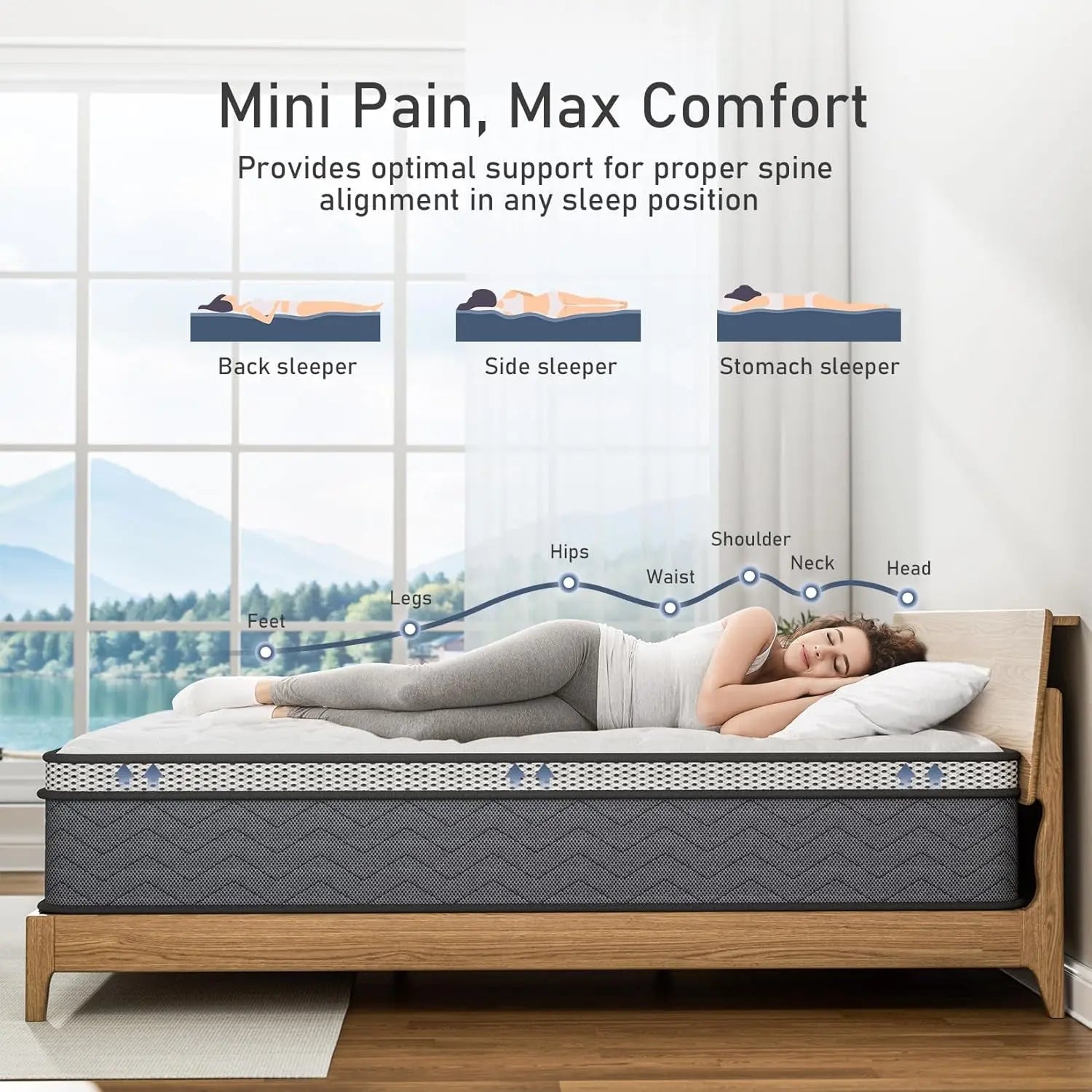 Twin Hybrid Innerspring Mattress, Plush Mattress Foam Spring Mattress, Single Bed Mattress in Box with Stress Relief, Double Mattress with Medium Firmness