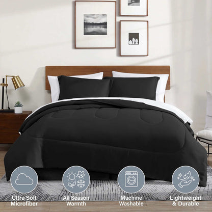 6-Piece Twin Ultra Soft Modern Bed-In-A-Bag Complete Bedding Set, Black