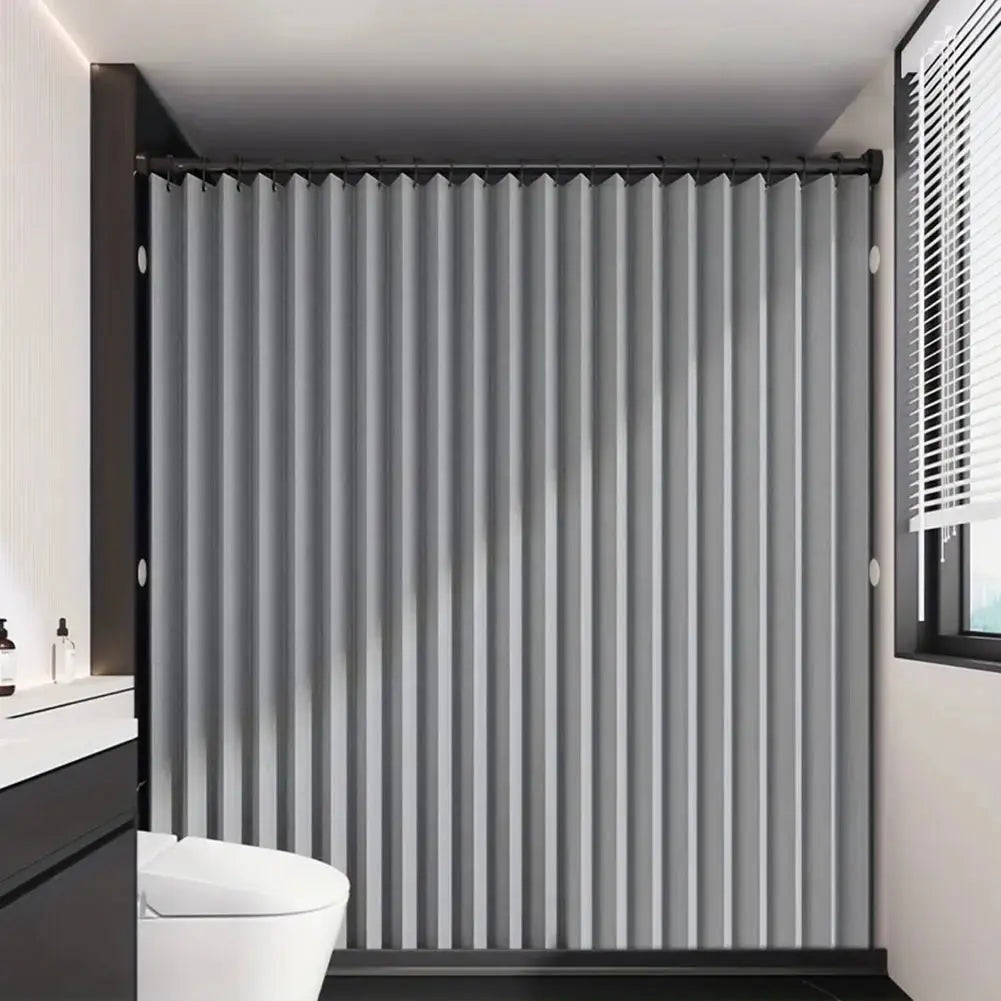 Foldable Magnetic Bath Curtain Waterproof Bathroom Curtain with 14 Hooks Privacy Bathroom Divider Modern for Bathroom
