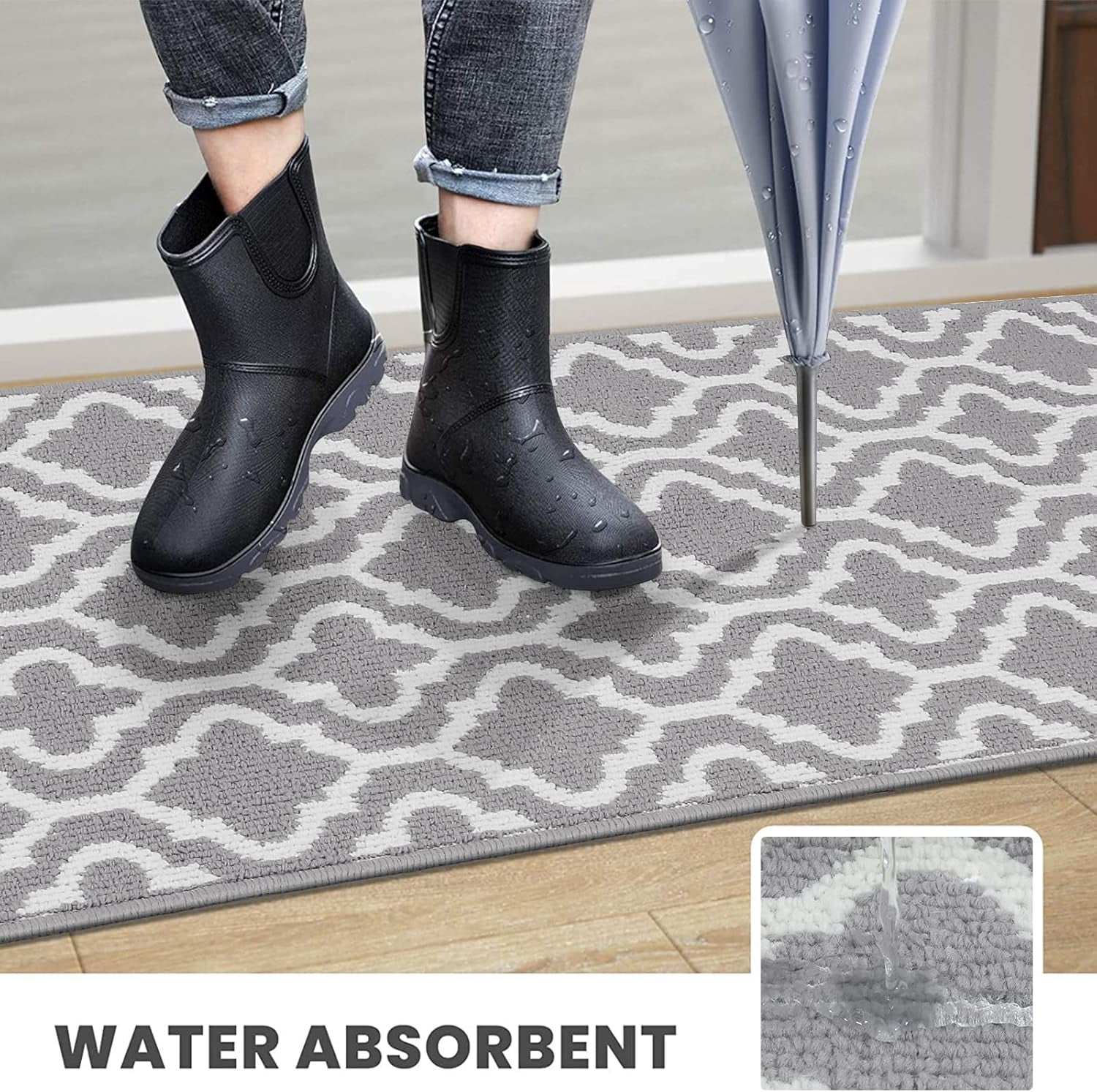 Indoor Door Mat 32"X48" Non Slip Front Door Welcome Mats Washable Shoe Mats Dirt Trapper for Entryway Low Profile Kitchen Carpet for Entrance Hallways Entrance Mat for Dogs