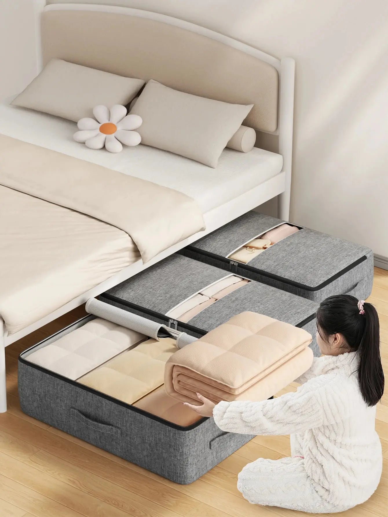 1Pc Foldable Storage Bag under Bed Clothing Quilt Storage Bag Clothing Dust Bag Large Capacity Closet Organizer Bag