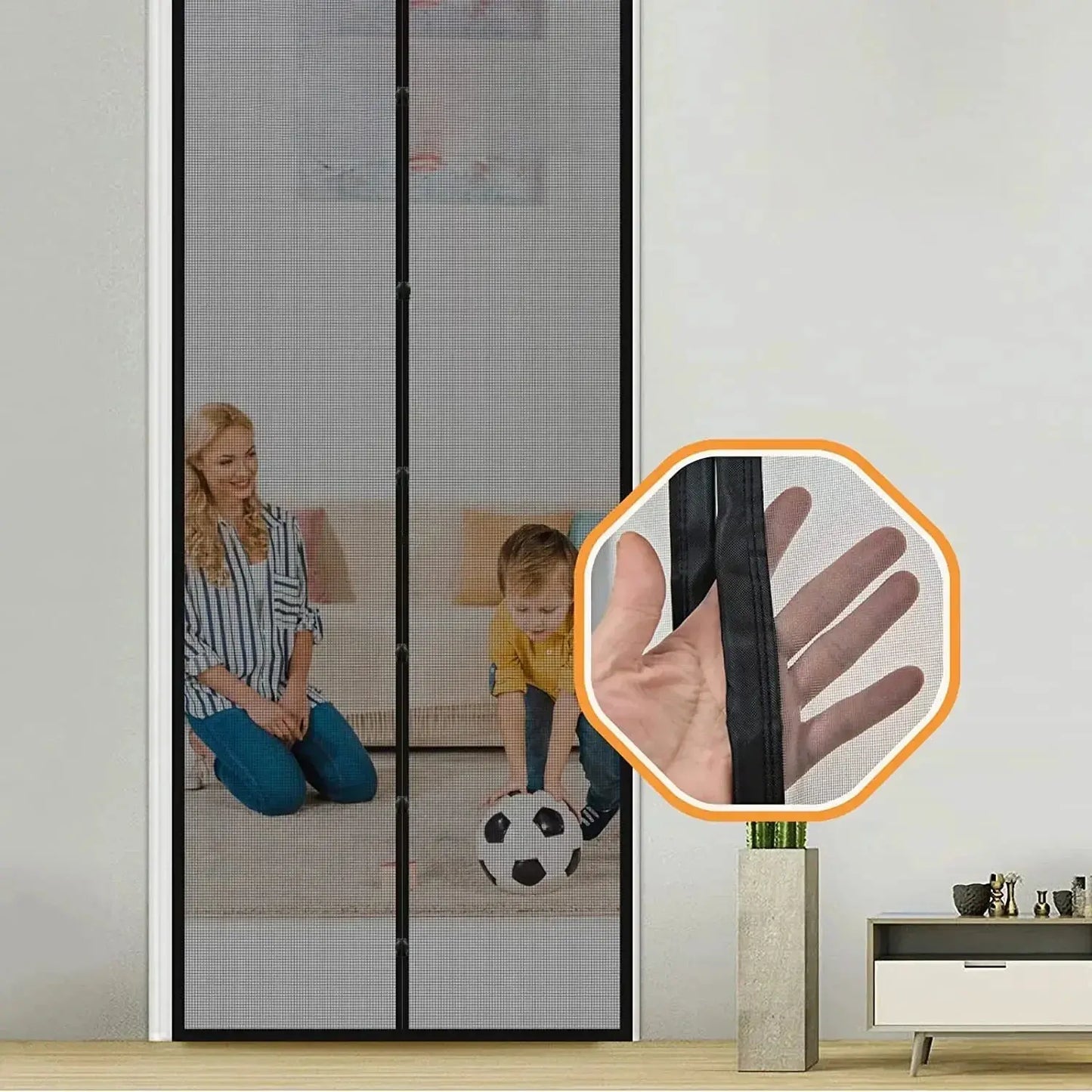 Magnetic Screen Door Curtain anti Mosquito Insect Fly Bug Polyester Soft Door Curtain Home Ventilation Door Curtain for Summer