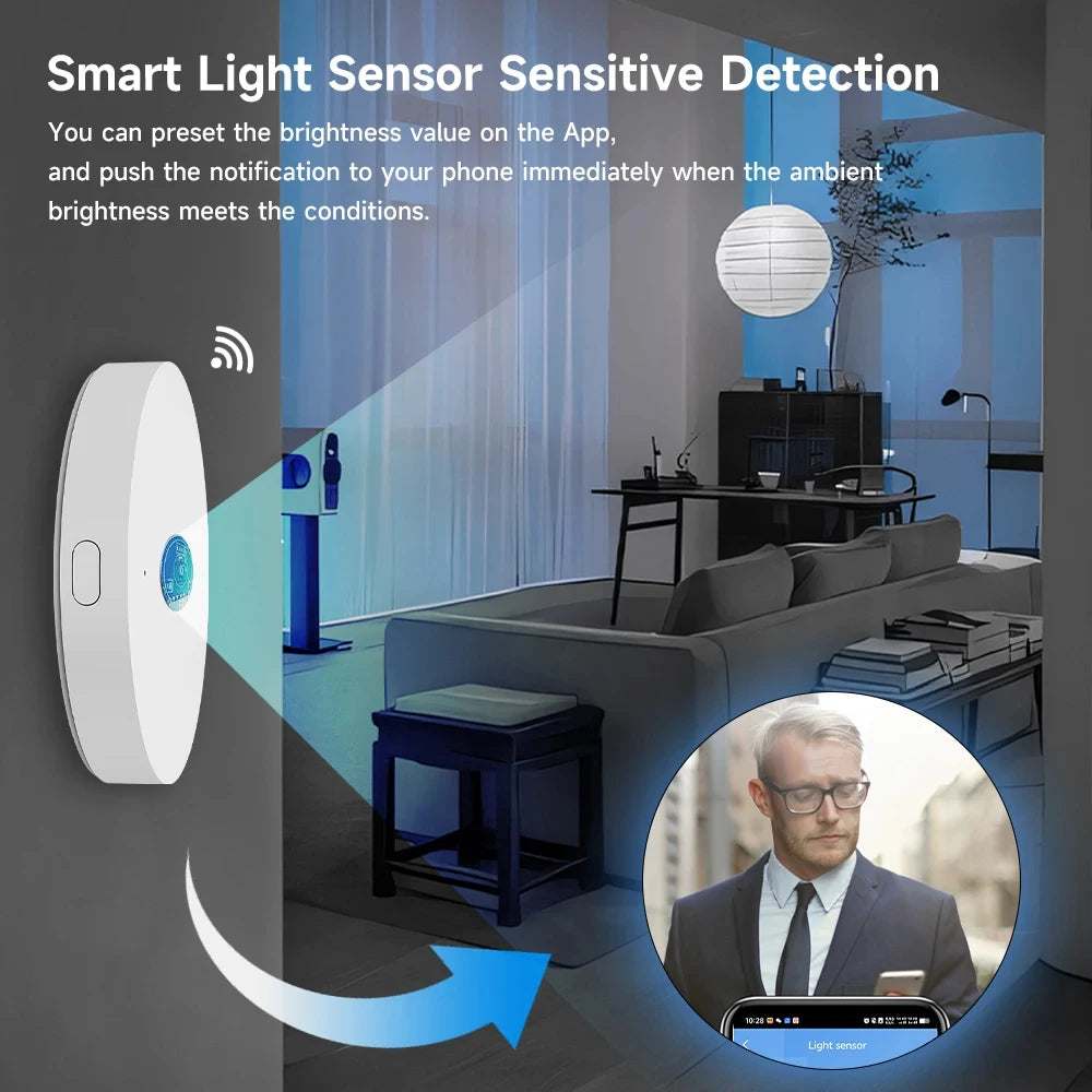 Tuya Wifi Light Sensor smart home device detecting ambient brightness for automated lighting control.