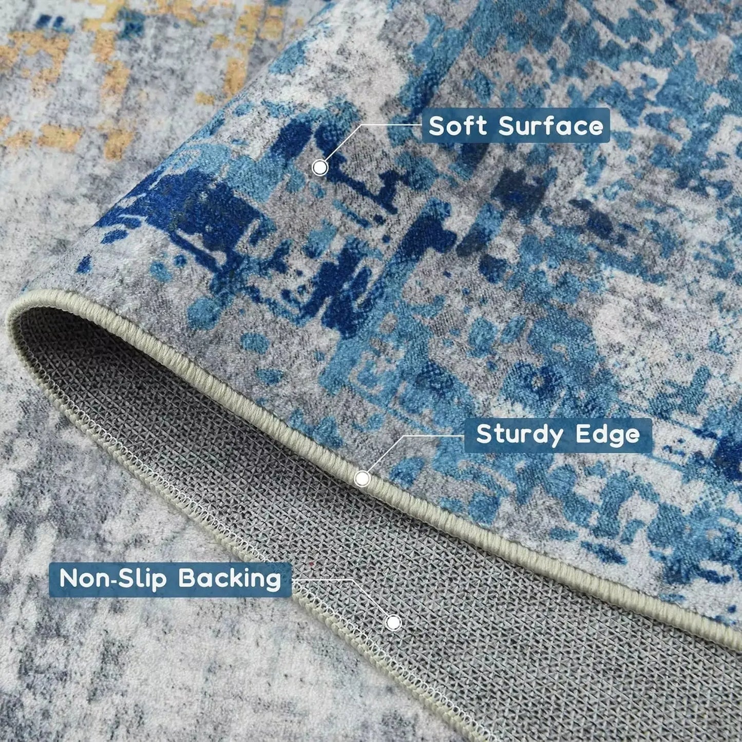 Living Room Area Rugs Soft Large Modern Abstract Area Rug, Boho Vintage Machine Washable Non Slip Carpet , Low Pile Rugs