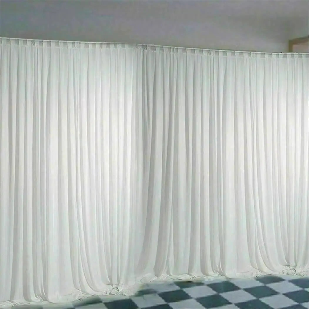 6.5Ft Silk White Backdrop Drapes Curtain Wedding Ceremony Party Home Window Decor
