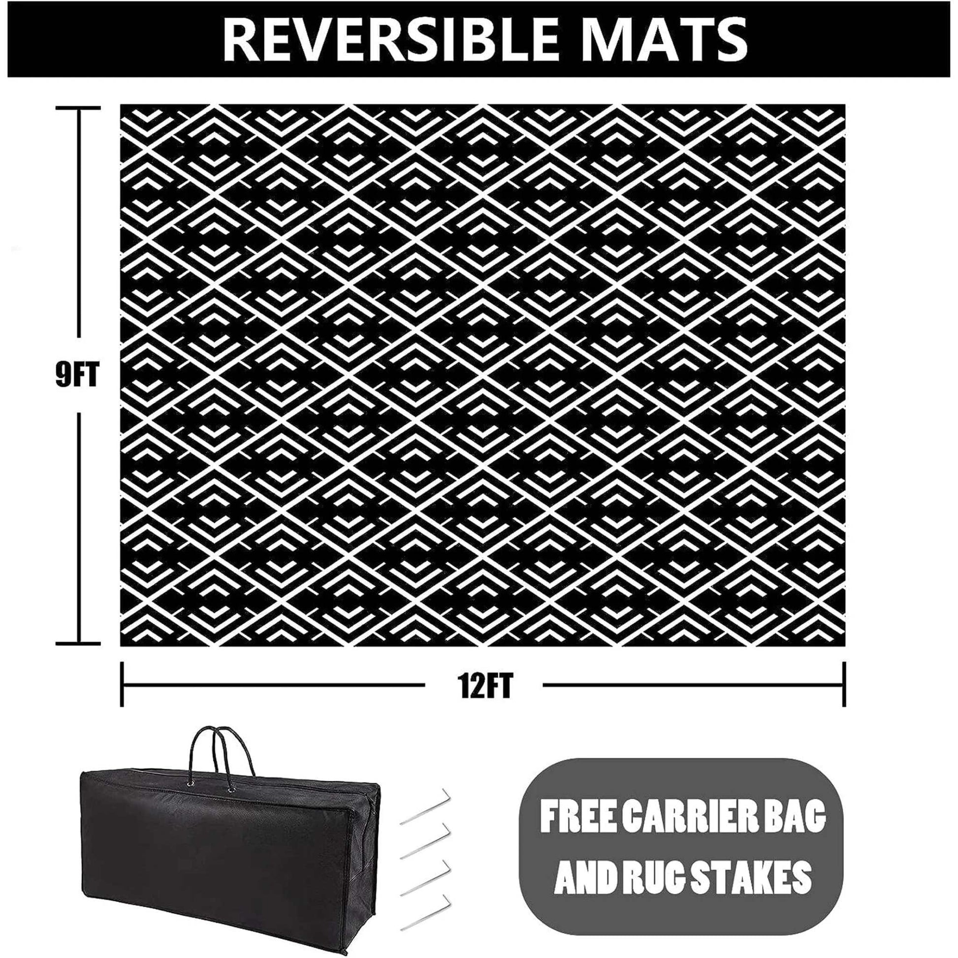 Outdoor Patio Rugs Clearance 9'X12' Waterproof Camping Rugs, RV Rugs for Outside, Deck Rug, Pool, Balcony Rugs