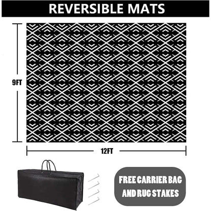 Outdoor Patio Rugs Clearance 9'X12' Waterproof Camping Rugs, RV Rugs for Outside, Deck Rug, Pool, Balcony Rugs