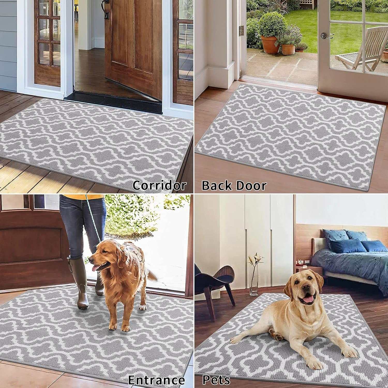 Indoor Door Mat 32"X48" Non Slip Front Door Welcome Mats Washable Shoe Mats Dirt Trapper for Entryway Low Profile Kitchen Carpet for Entrance Hallways Entrance Mat for Dogs
