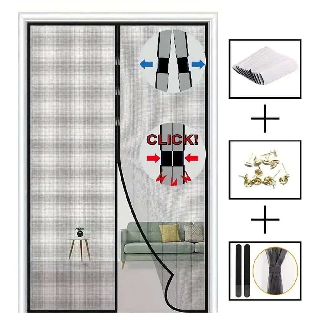 Magnetic Screen Door Curtain anti Mosquito Insect Fly Bug Polyester Soft Door Curtain Home Ventilation Door Curtain for Summer