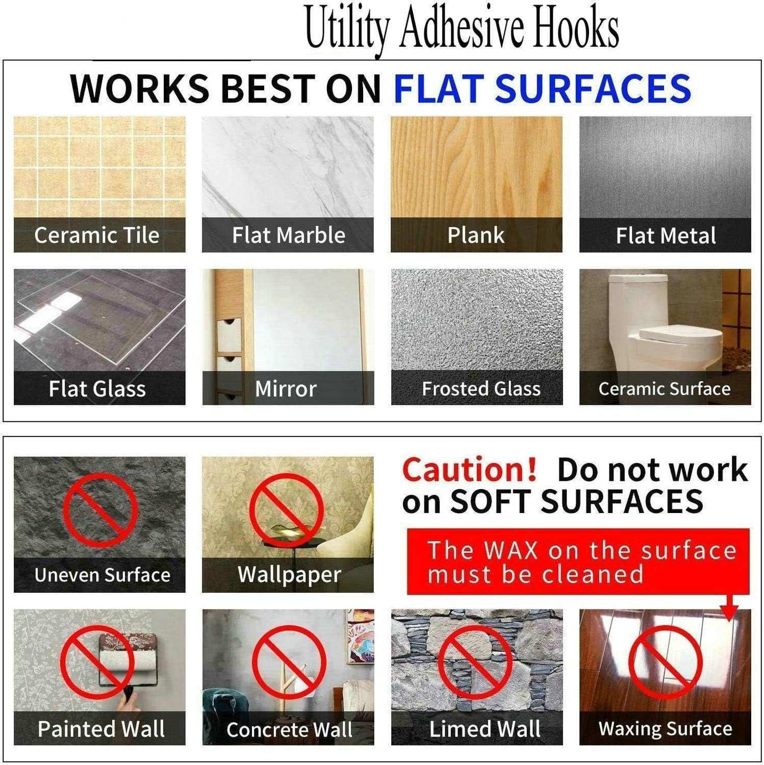 24 Pack Heavy Duty Self Adhesive Hooks - 33Lb Max, Transparent, Waterproof, Sticky Wall Hooks for Keys, Bathroom, Shower, Outdoor, Kitchen, Door, Home Improvement, Utility
