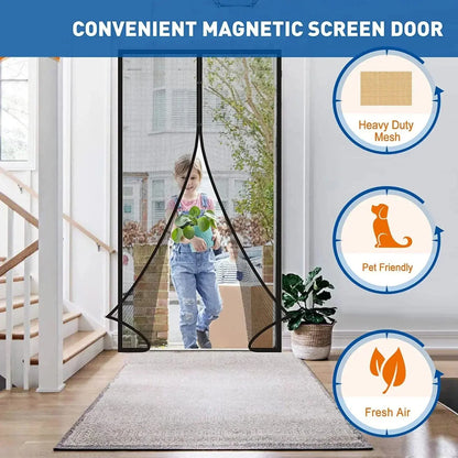 Magnetic Screen Door Curtain anti Mosquito Insect Fly Bug Polyester Soft Door Curtain Home Ventilation Door Curtain for Summer