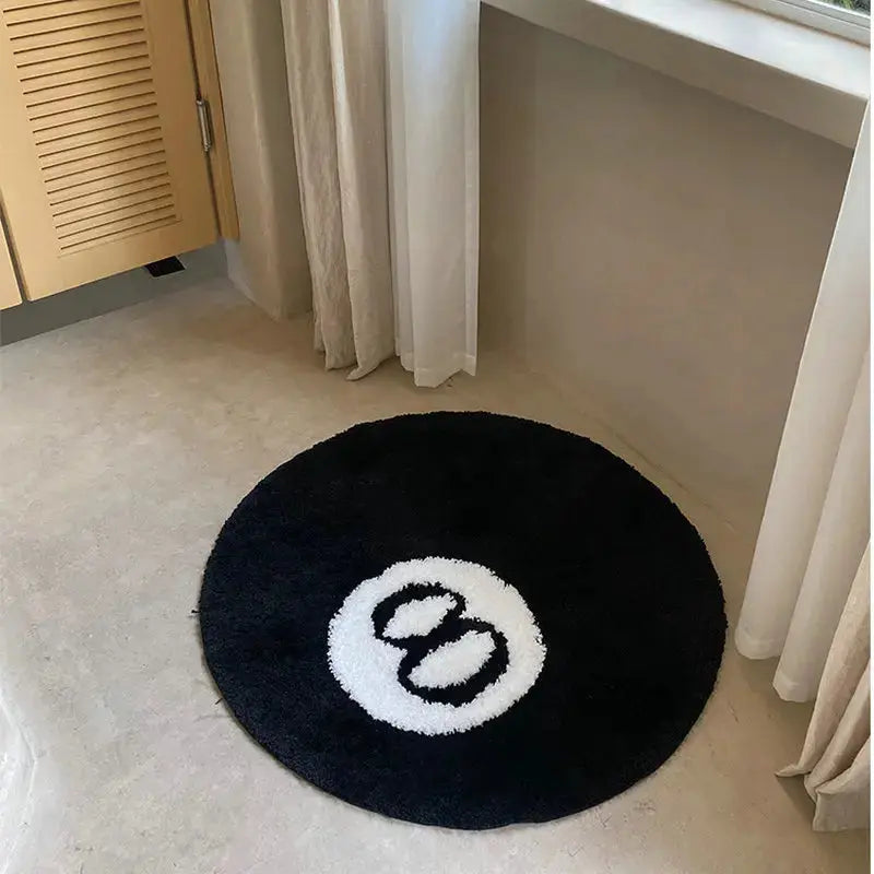 Halloween 8 Ball Rug Indoor Home Decoration Spooky Halloween Gifts 8 Ball Accent round Tufting Soft Rug Horror Movie Mat
