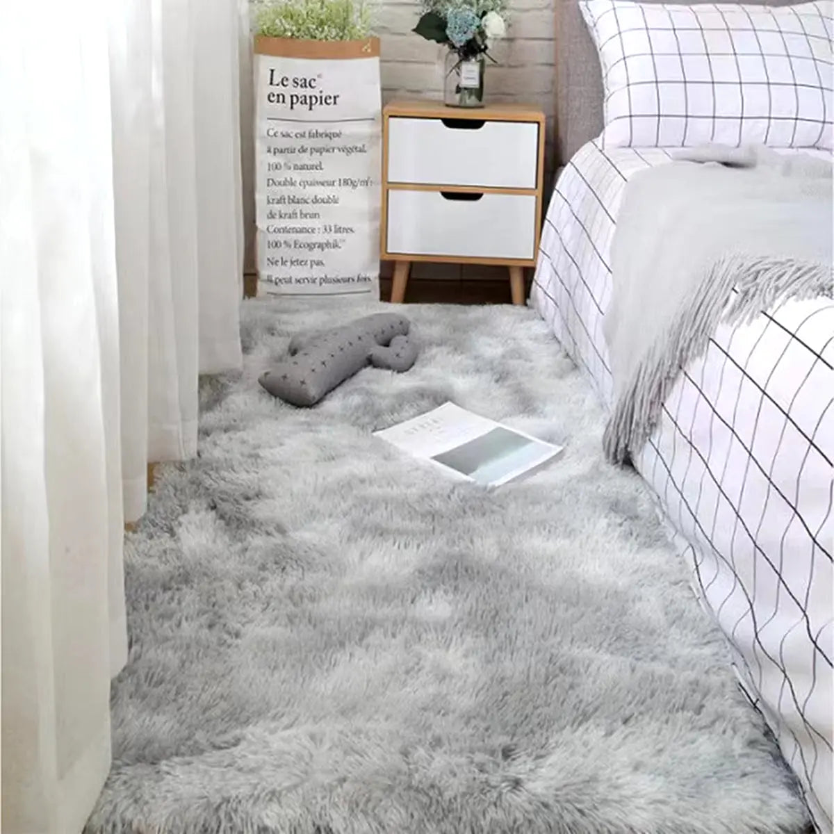 Soft Area Rugs Bedroom Carpet Fluffy Non-Slip Tie-Dyed Fuzzy Shag Plush Soft Shaggy Bedside Rug Living Room Carpet