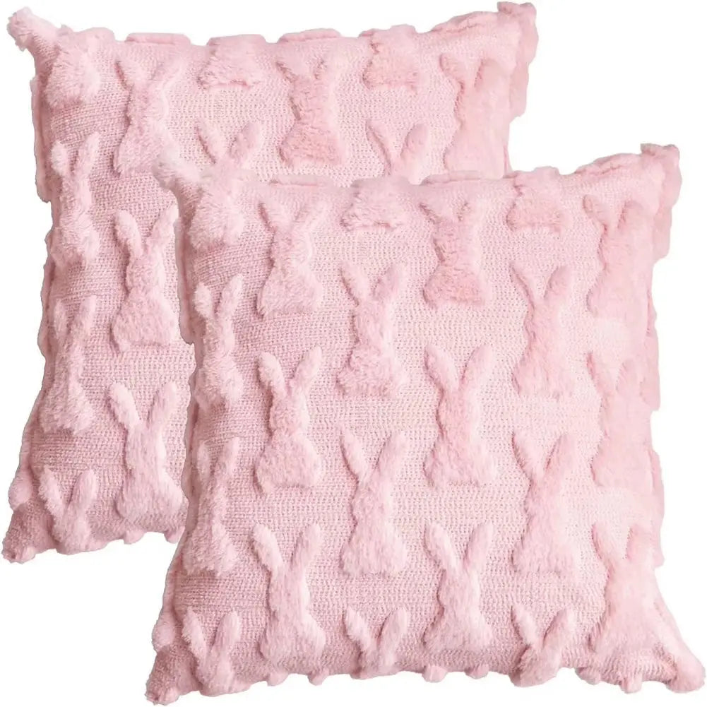 Easter Bunny Throw Pillow Covers Soft Plush Pillowcase 45X45Cm Couch Cushion Case for Easter Decor Couch Sofa Bedroom Decorative