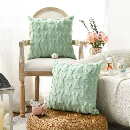 Easter Bunny Throw Pillow Covers Soft Plush Pillowcase 45X45Cm Couch Cushion Case for Easter Decor Couch Sofa Bedroom Decorative
