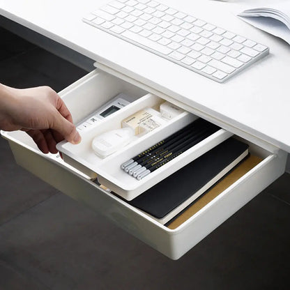 Under Desk Drawer under Table Storage Holder Self Adhesive Slide Out Drawer Tray Large Capacity for Cosmetics Sundries
